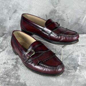 GH Bass Kiltie Buckle Loafers Mens 10.5 D Oxblood Wine Preppy Academia Professor